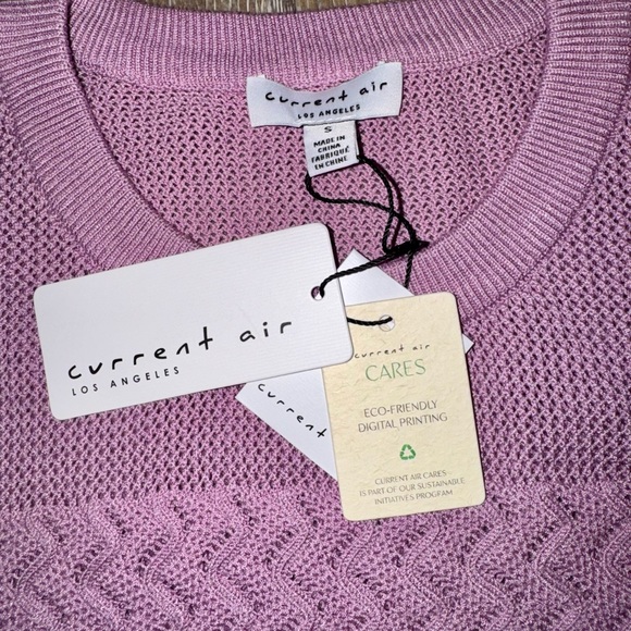 NWT Current Air Purple Mauve Textured Sweater W/ Floral Blouse Sleeves - Picture 4 of 6